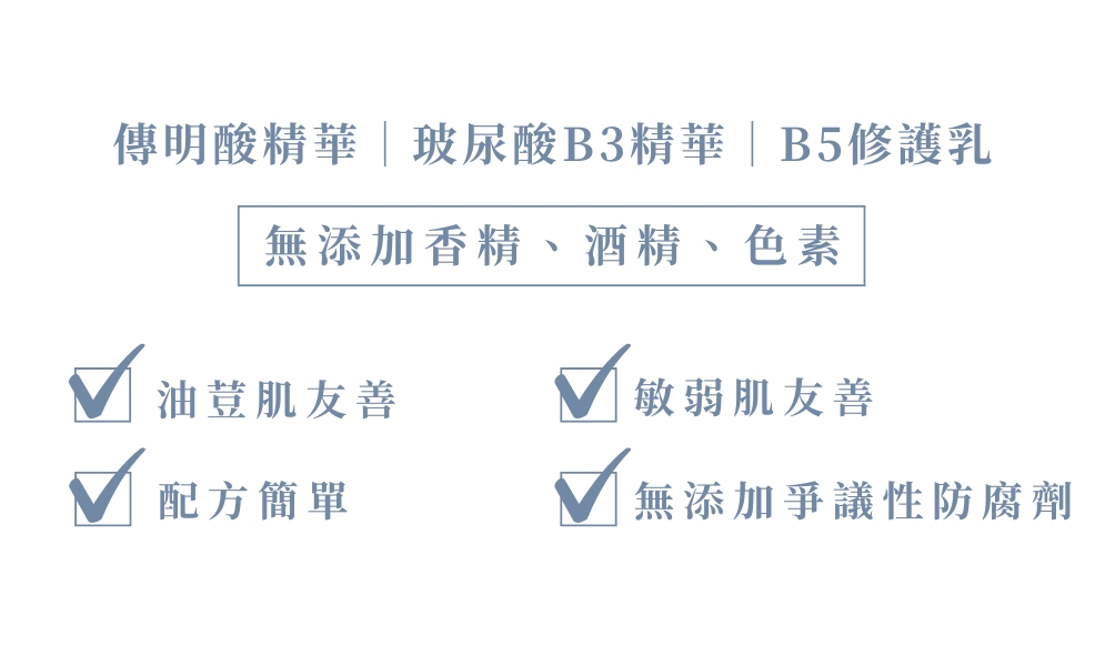 簡單保養經典旅行(傳明酸15+玻尿酸15+B5乳15)